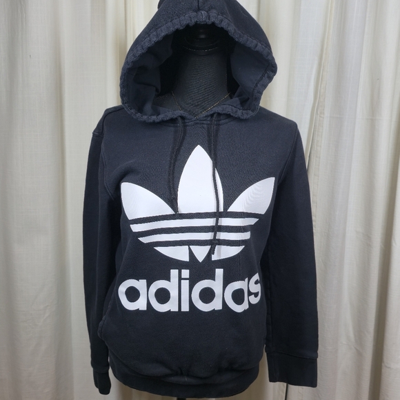 Adidas Adicolor Trifold Black Hoodie Sweatshirt - Picture 2 of 16